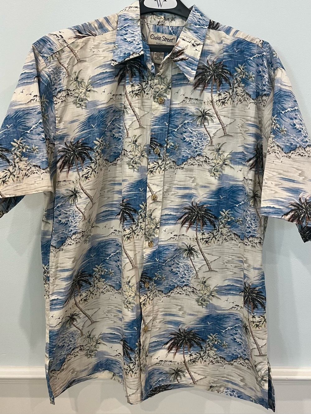 Cooke Street Honolulu Blue/White Ocean Palms Hawaiian Shirt - Size 2XL